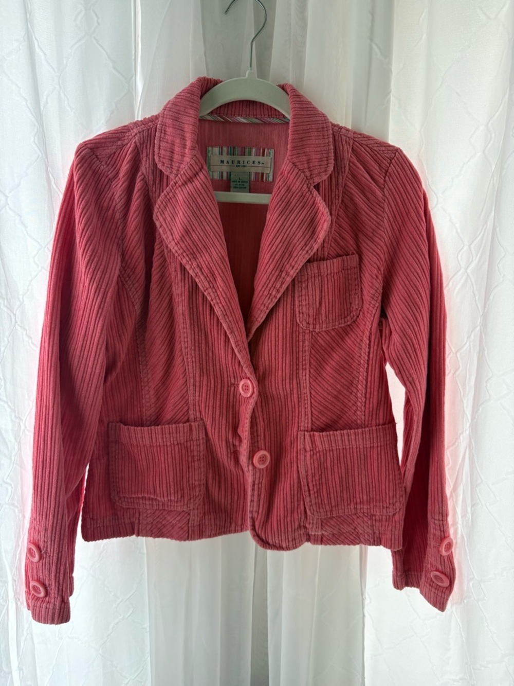 Maurices Rose Pink Corduroy Blazer Jacket